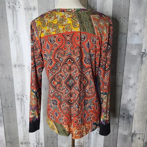 Johnny Was Small Moa Favorite Long Sleeve V Neck Swing Tee - Picture 5 of 7